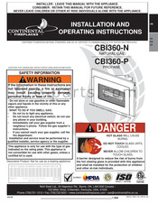 Continental Fireplaces CBI360-P Installation And Operating Instructions Manual