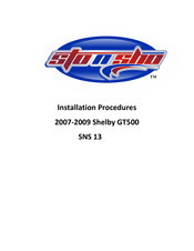 Sto N Sho SNS 13 Installation Procedures Manual