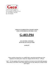 Geco G-403-P04 Service & Operating Instructions
