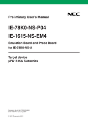 NEC IE-78K0-NS-P04 Preliminary User's Manual