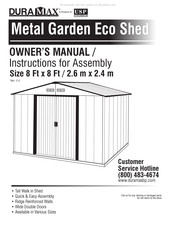 US Polymers DURAMAX Metal Garden Eco Shed Owner's Manual