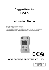 New Cosmos Electric KS-7O Instruction Manual