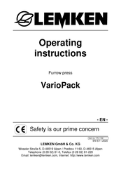 LEMKEN VarioPack 110 WEP 90 Operating Instructions Manual
