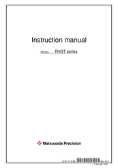 Matsusada Precision R4GT Series Instruction Manual