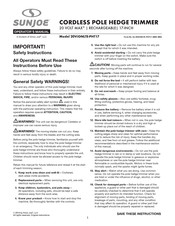 SNOWJOE sunjoe 20ViONLTE-PHT17 Operator's Manual