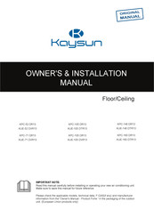 Kaysun KUE-105 DTR13 Owners & Installation Manual