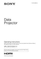 Sony VPL-DX131 Operating Instructions Manual