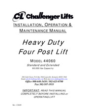Challenger Lifts MDL 44060X Installation, Operation & Maintenance Manual