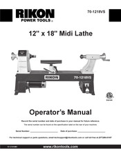 Rikon Power Tools 70-1218VS Operator's Manual