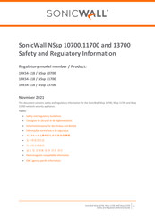 SonicWALL NSsp 11700 Safety And Regulatory Information Manual