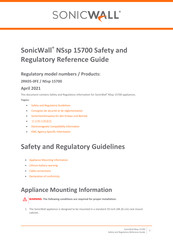 SonicWALL 2RK05-0FE Safety And Regulatory Reference Manual