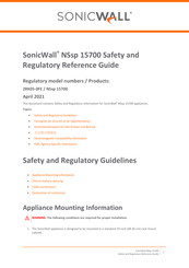 SonicWALL NSsp 15700 Safety And Regulatory Reference Manual