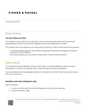 Fisher & Paykel RS4621FLJK2 Care & Cleaning