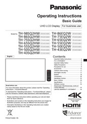 Panasonic TH-98SQ2HW Operating Instructions Manual