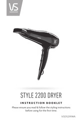 Vs Sassoon STYLE 2200 DRYER Instruction Booklet