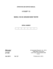 Associated Research 3145 Operation And Service Manual