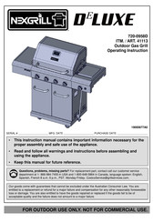 Nexgrill DELUXE 720-0958D Operating	 Instruction