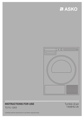 Asko TD75.13 Series Instructions For Use Manual