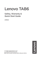 Lenovo TAB6 Safety, Warranty & Quick Start Manual