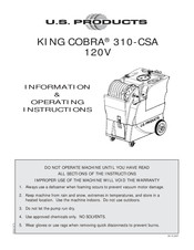 U.S. Products KING COBRA 310-CSA Operating Instructions Manual