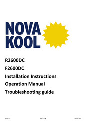 Nova Kool F2600DC Installation Instructions Manual