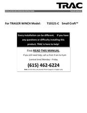 TRAC Small Craft T10121-C Installation And Operating Instructions Manual
