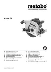 Metabo KS 66 FS Original Instructions Manual