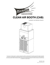 MICRO-AIR CLEAN AIR BOOTH Installation And Operation Manual