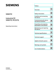 Siemens SIMATIC IPC227G Operating Instructions Manual