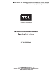 TCL RP505SXF1UK Operating Instructions Manual