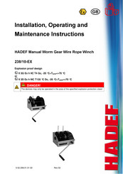 HADEF 238/10-EX Installation, Operating And Maintenance Instruction
