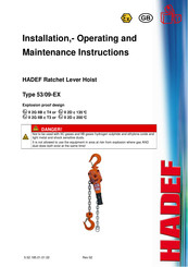 HADEF 53/09-EX Installation, Operating And Maintenance Instruction