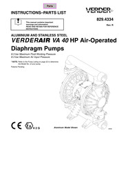 VERDER VA 40 HP Instructions And Parts List