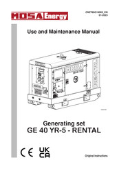 Mosa GE 40 YR-5-RENTAL Use And Maintenance Manual