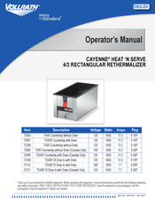 Vollrath 72788 Operator's Manual