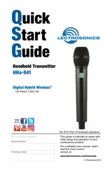 Lectrosonics HHa-941 Quick Start Manual