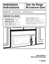 Frigidaire CGMV17WNVFA Installation Instructions Manual