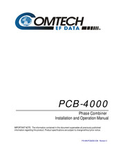 Comtech EF Data PCB-4000 Installation And Operation Manual