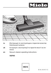 Miele SGPA0 Operating Instructions Manual