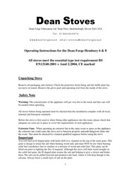 Dean Forge Hembury 8 Operating Instructions Manual
