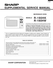 Sharp CAROUSEL R-190HW Supplemental Service Manual