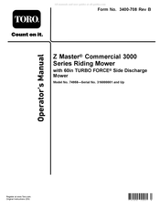 Toro Z Master Commercial TURBO FORCE 3000 Series Operator's Manual