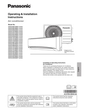 Panasonic CS/CU-EU18AKY Series Operating & Installation Instructions Manual