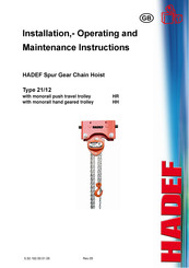 HADEF 21/12 Installation, Operating And Maintenance Instructions