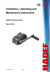 HADEF 220-15 Installation, Operating And Maintenance Instructions