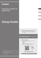 Canon imageCLASS X LBP1440 Setup Manual