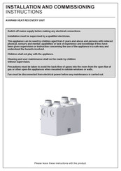 Vent-Axia AVHR400 Installation And Commissioning Instructions