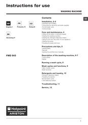 Hotpoint Ariston FMD 843 Instructions For Use Manual