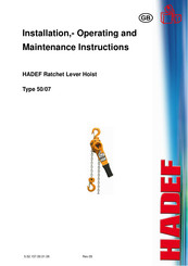 HADEF 50/07 Installation, Operating And Maintenance Instructions