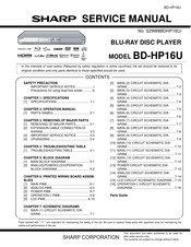 Sharp BD-HP16U - AQUOS Blu-Ray Disc Player Service Manual